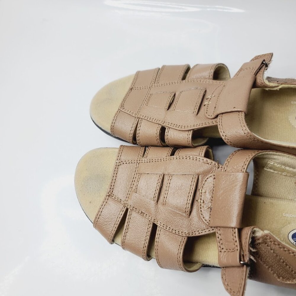 Dr. Scholl's Women's Tan Leather Cross Strappy Open Toe Slingback Sandal Size 7M - Picture 3 of 6